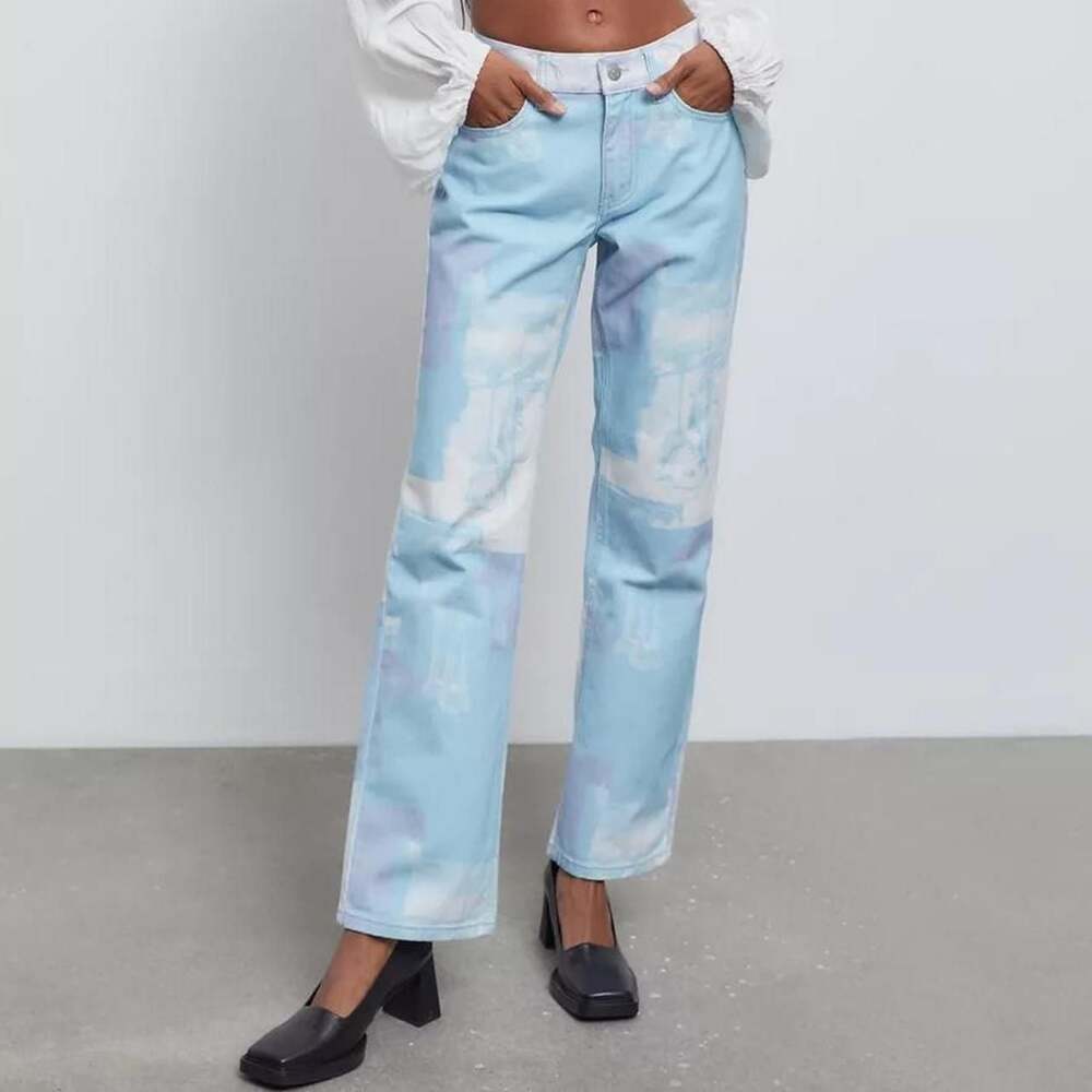 BDG Low-Rise Cowgirl Jean Renaissance Print Blue